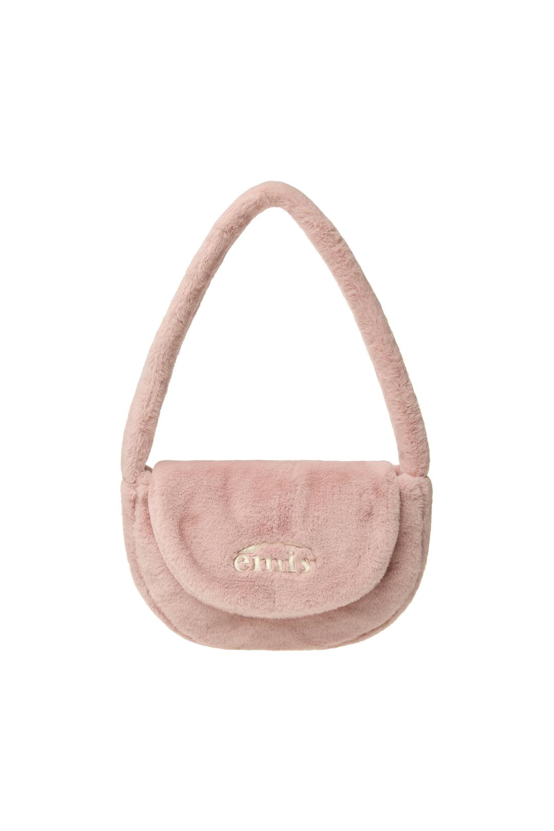 FUR HALF MOON FLAP BAG-PINK