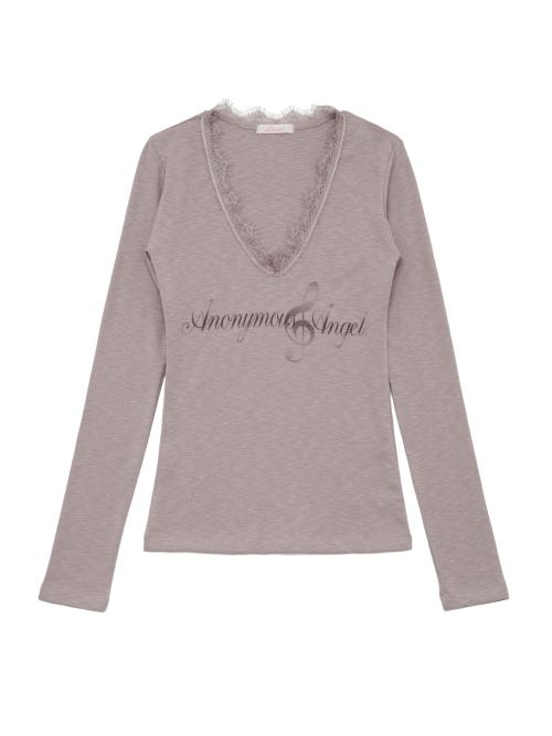 레이스 프린트 티셔츠 (라일락)