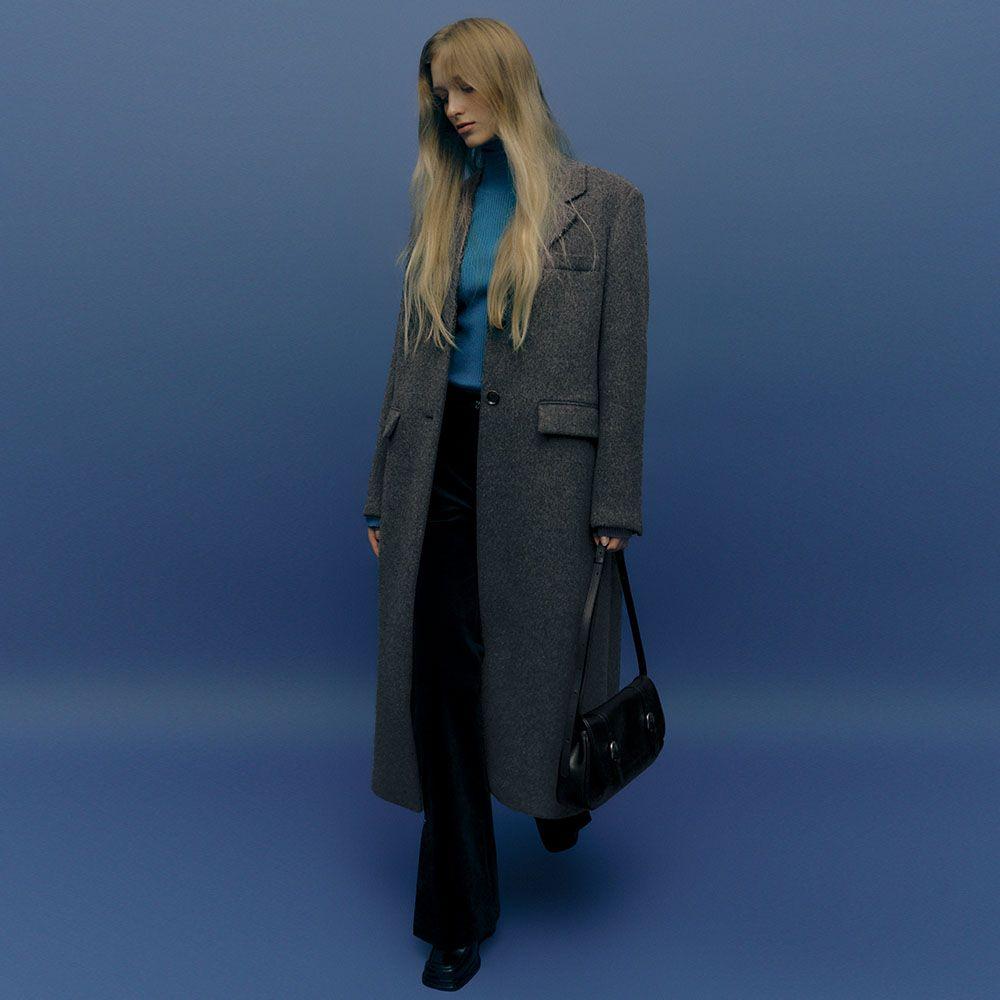 Cashmere Single Coat in M/Grey VW4WH022-1F