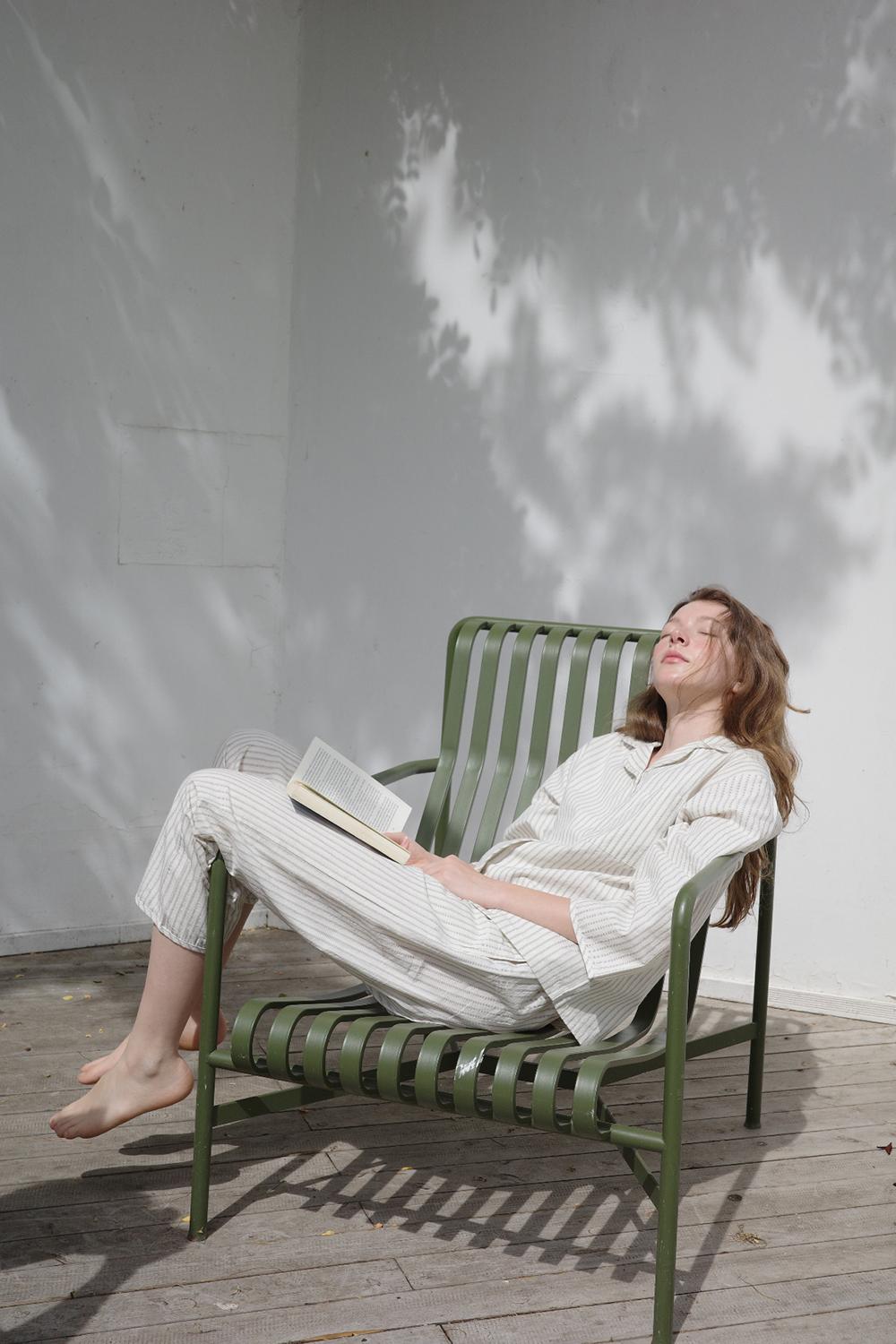 breeze short pajamas cream stripe (단품)