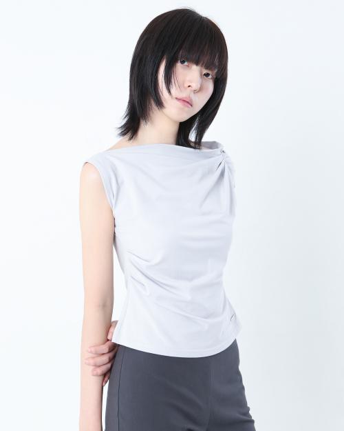 Slanted sleeveless top GREY