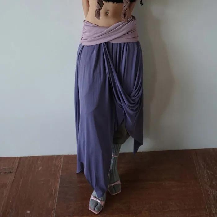 Draping Unbalance Skirt Purple