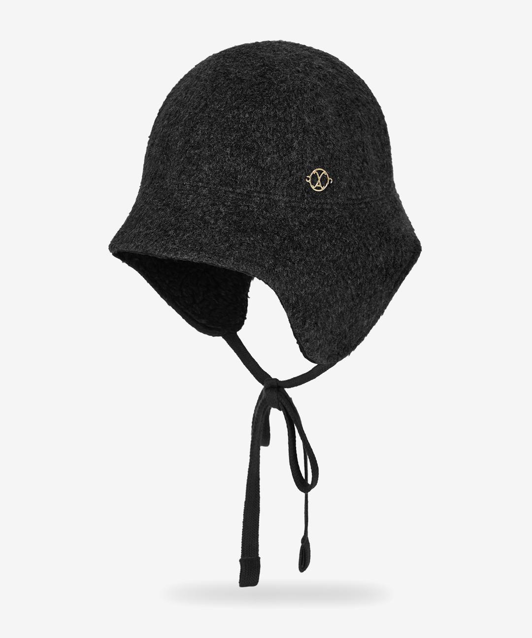 VA 커브드 서클 로고 플랩 보닛햇 블랙