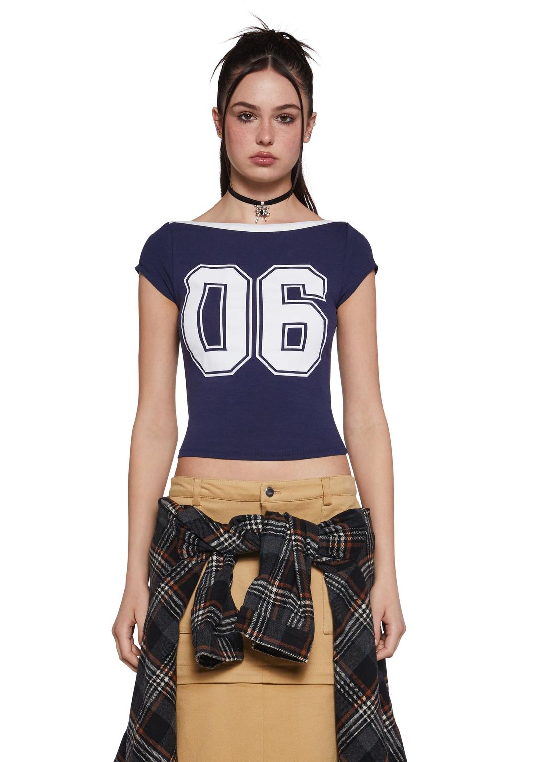 Y2K Style Graphic Tee - NAVY / Small