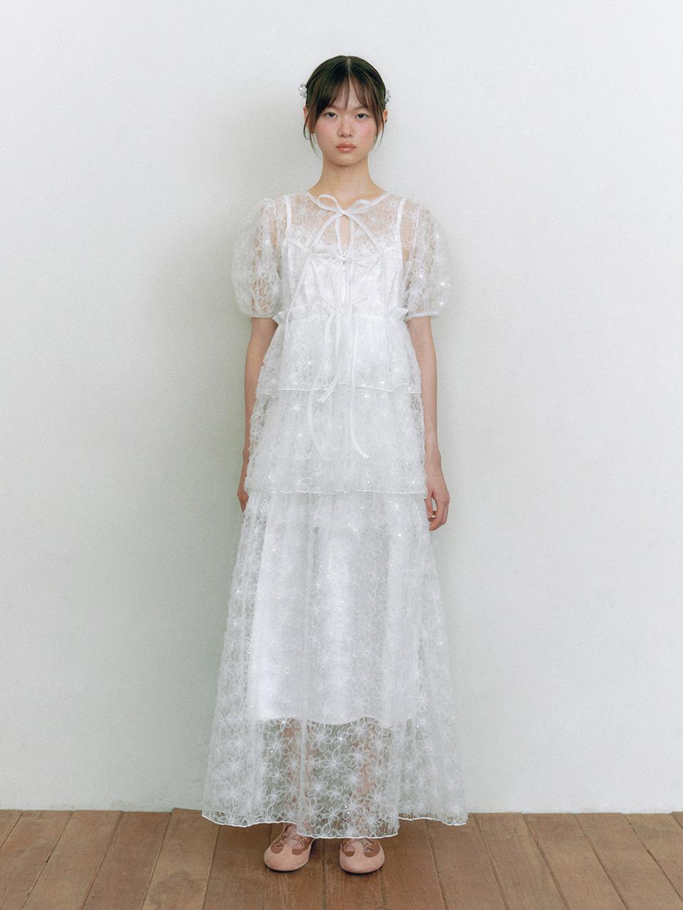 브라이덜 머랭 플라워 드레스_화이트