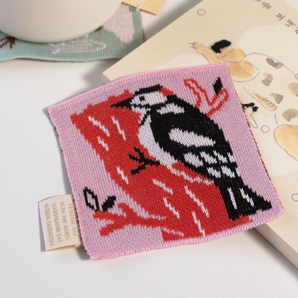 오색딱따구리 니트 코스터