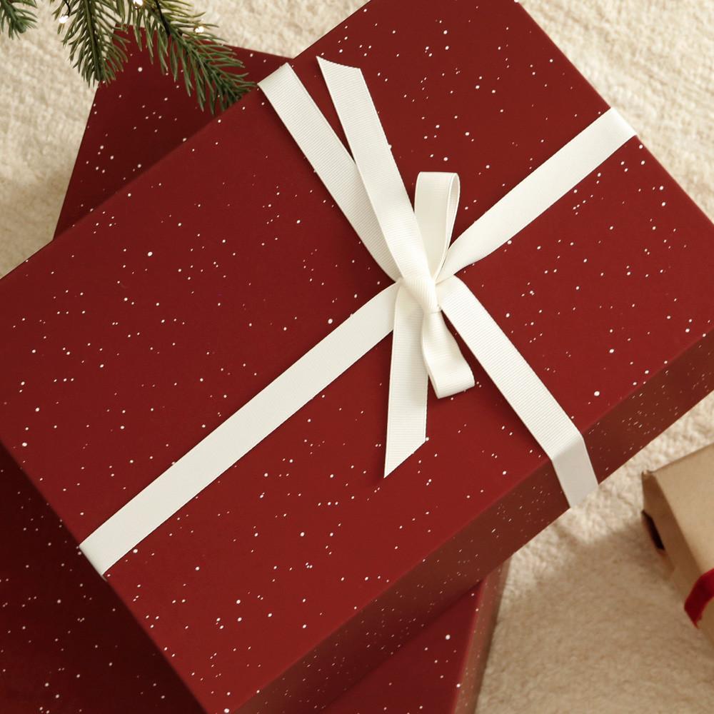 크리스마스 선물 상자 - 고급 접이식 선물용 리본 싸바리 자석 포장 박스 패키지 레드 XS 1개