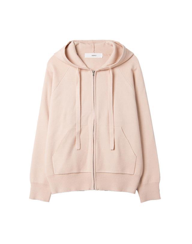 KNIT HOOD ZIP-UP IVORY