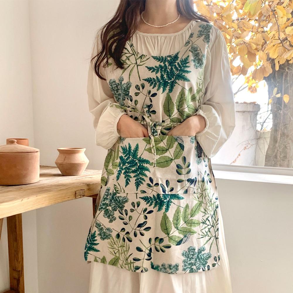 아미앙스 원피스 린넨 앞치마 카페 예쁜 바리스타 숏 어린이집 플로리스트 에이프런