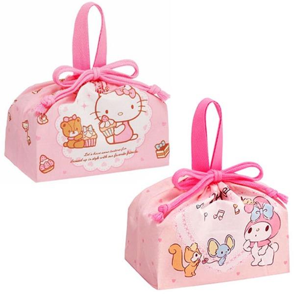 (일본) 헬로키티 마이멜로디 조리개가방 런치파우치 도시락주머니 (2type)