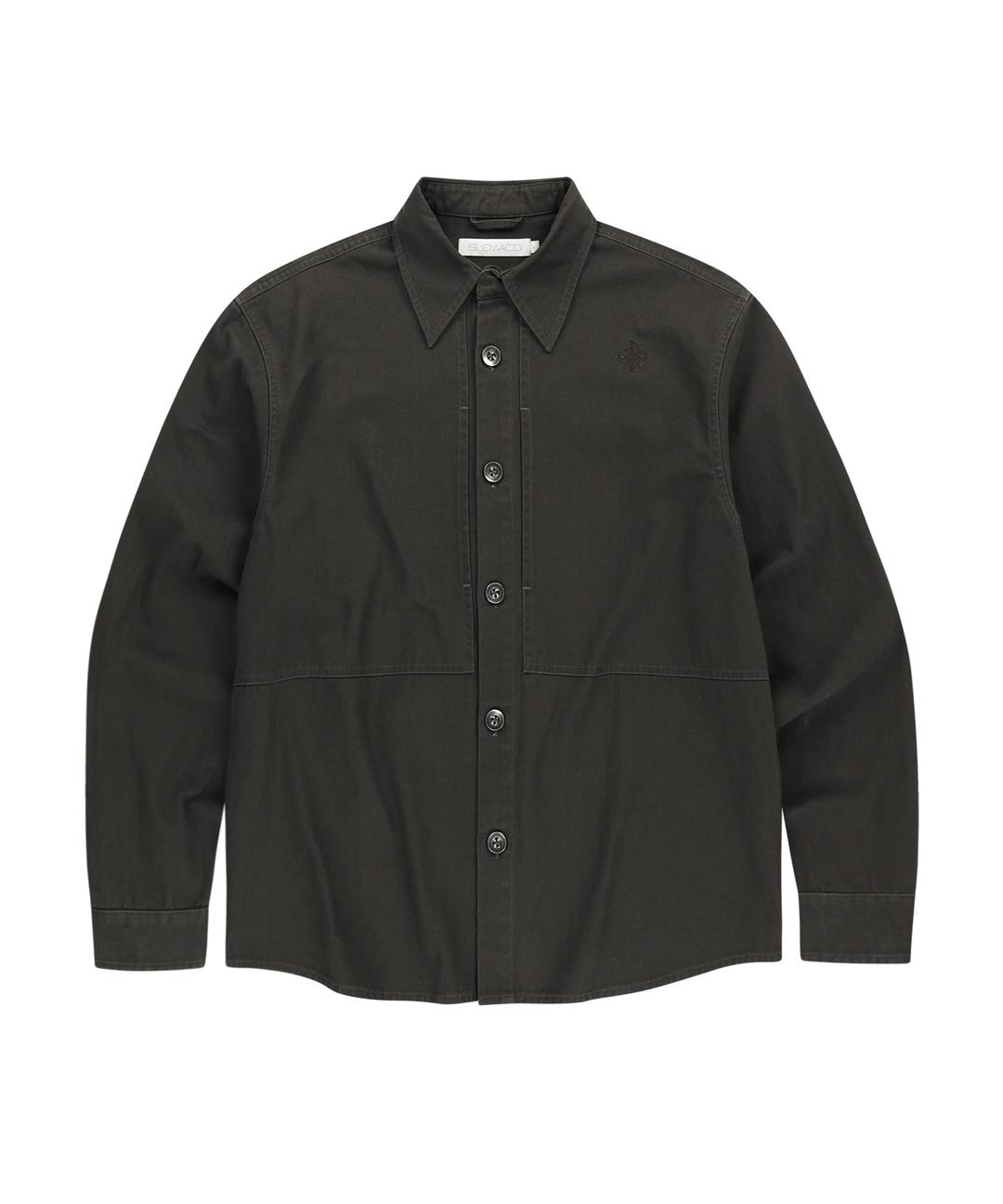 WASHED HERRINGBONE SHIRT JACKET [CHARCOAL]