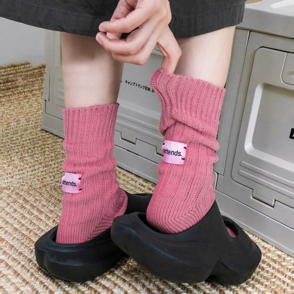 필링도넛 솔리드 핑크라벨 가을 겨울 루즈삭스