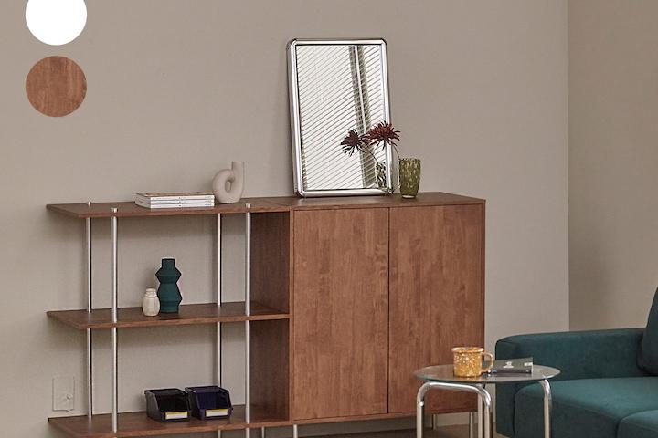 수납장+선반장세트/클라 미드센츄리모던st 홈카페장