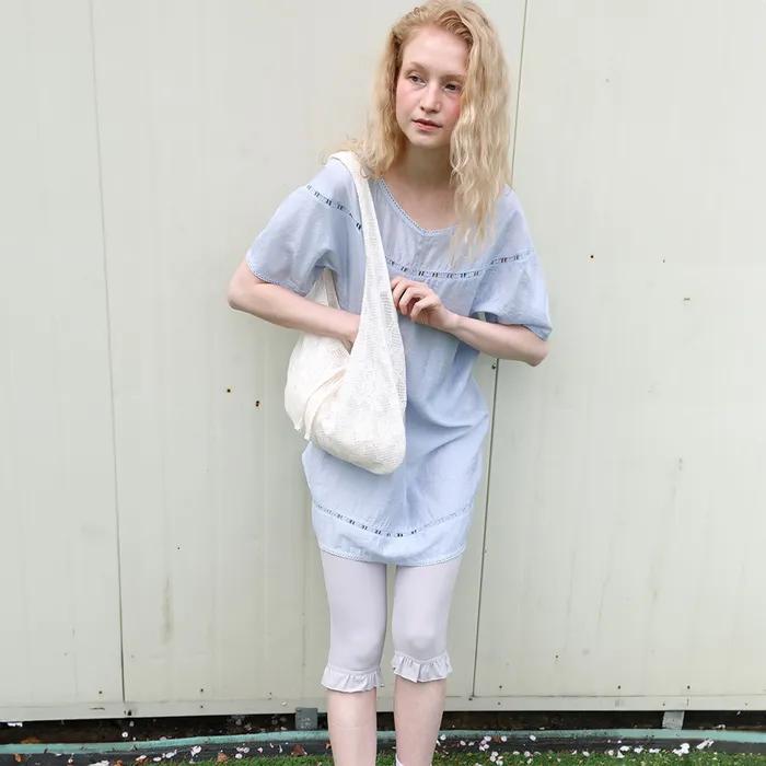 Balloon Sleeve Lace Dress - Sky Blue