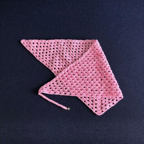 Crochet half bandana(pink)