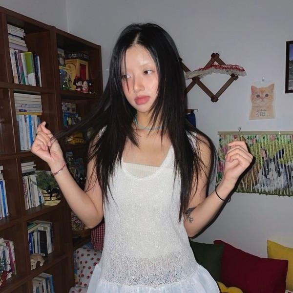 (2color) 스모크 메쉬 시폰 프릴 나시