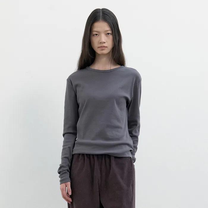 에센셜 코튼 롱슬리브 (다크그레이)