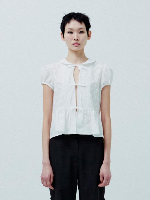 FLARED RIBBON BLOUSE_WHITE