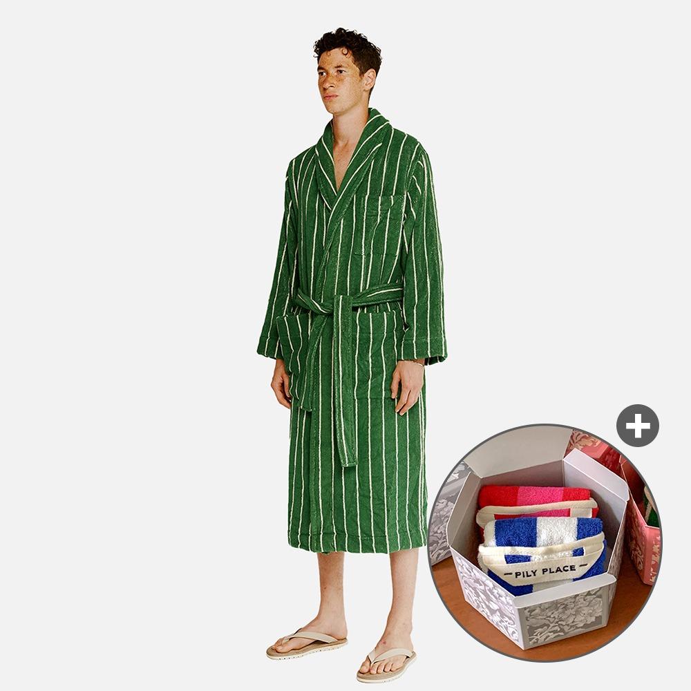 [미니 타월 2EA 증정] 테리 가운 Green Pin