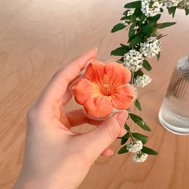 능소화 그립톡 핸드폰 꽃 생화 아이폰 스마트톡