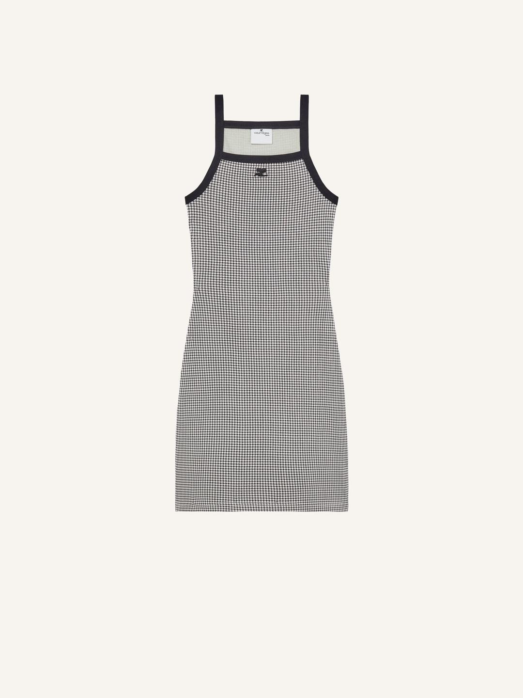 CONTRAST HOUNDSTOOTH MINI DRESS
