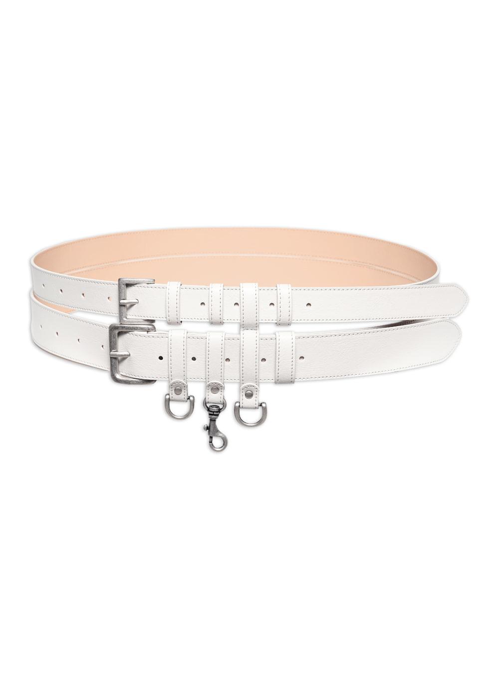 [WOMEN] DOUBLE-LAYER UTILITY LEATHER BELT_IVORY