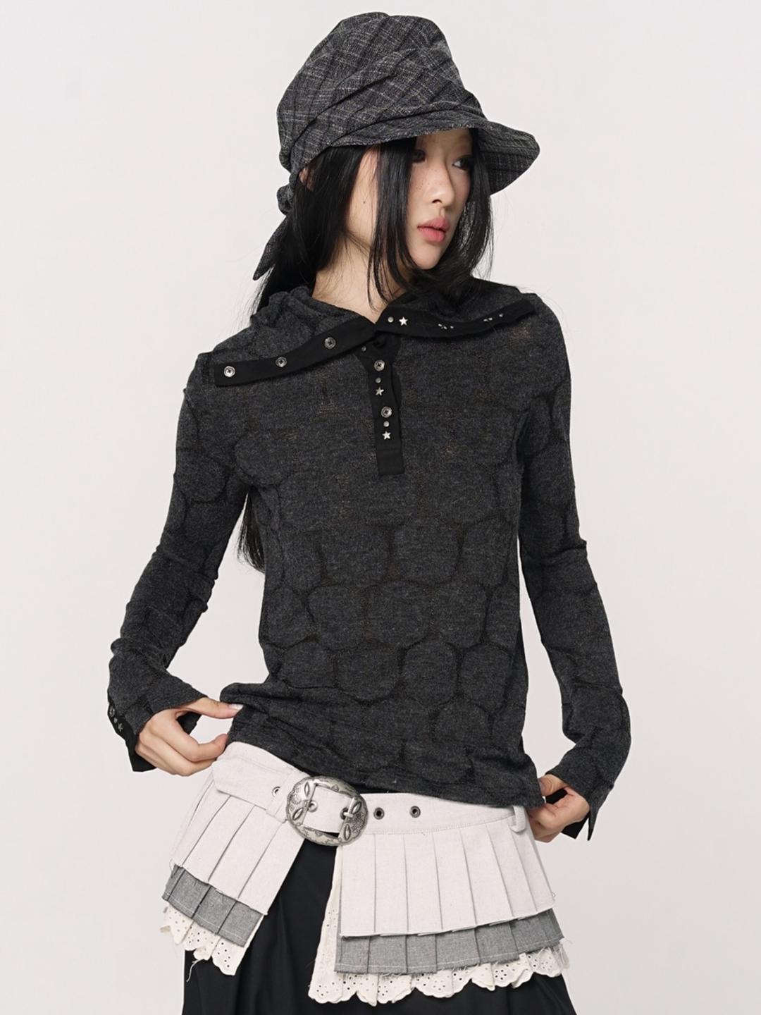 CONFUN Henry Rivet Jacquard Slim Top