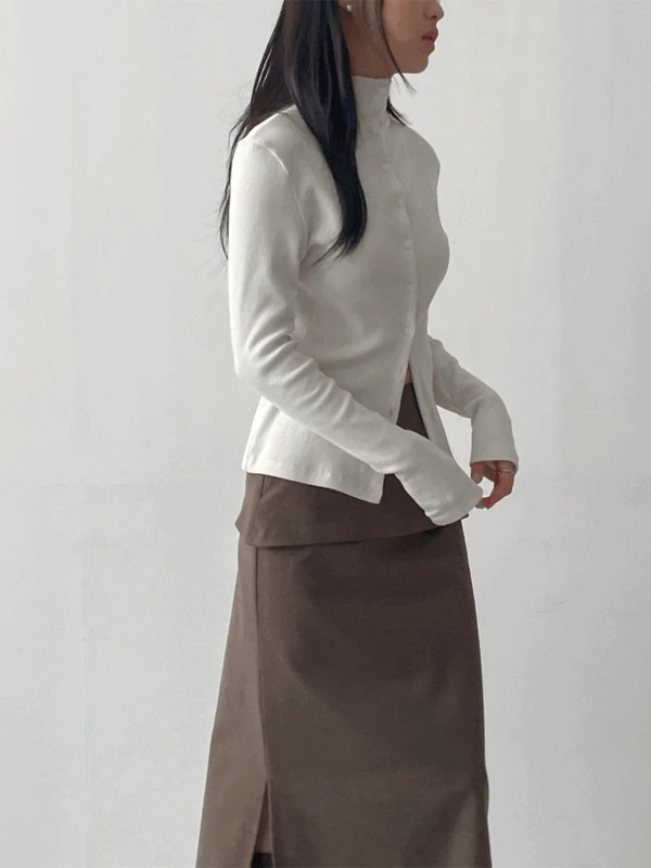 [양면착용!] 골지 모크넥 가디건 티셔츠 (3C)