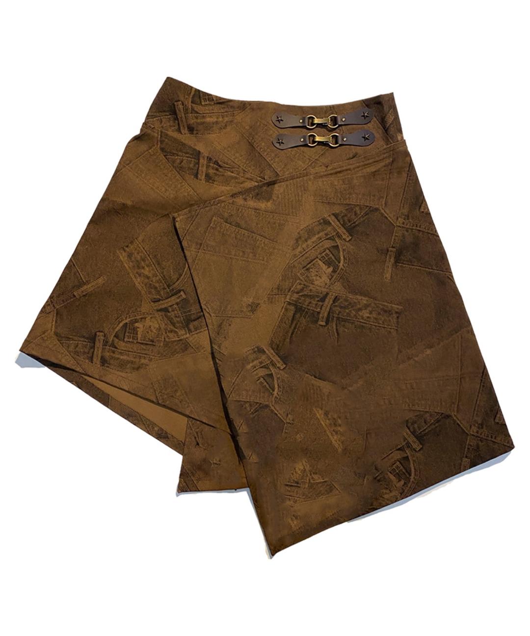 Dual-Buckle Unbalance Skirt_Brown