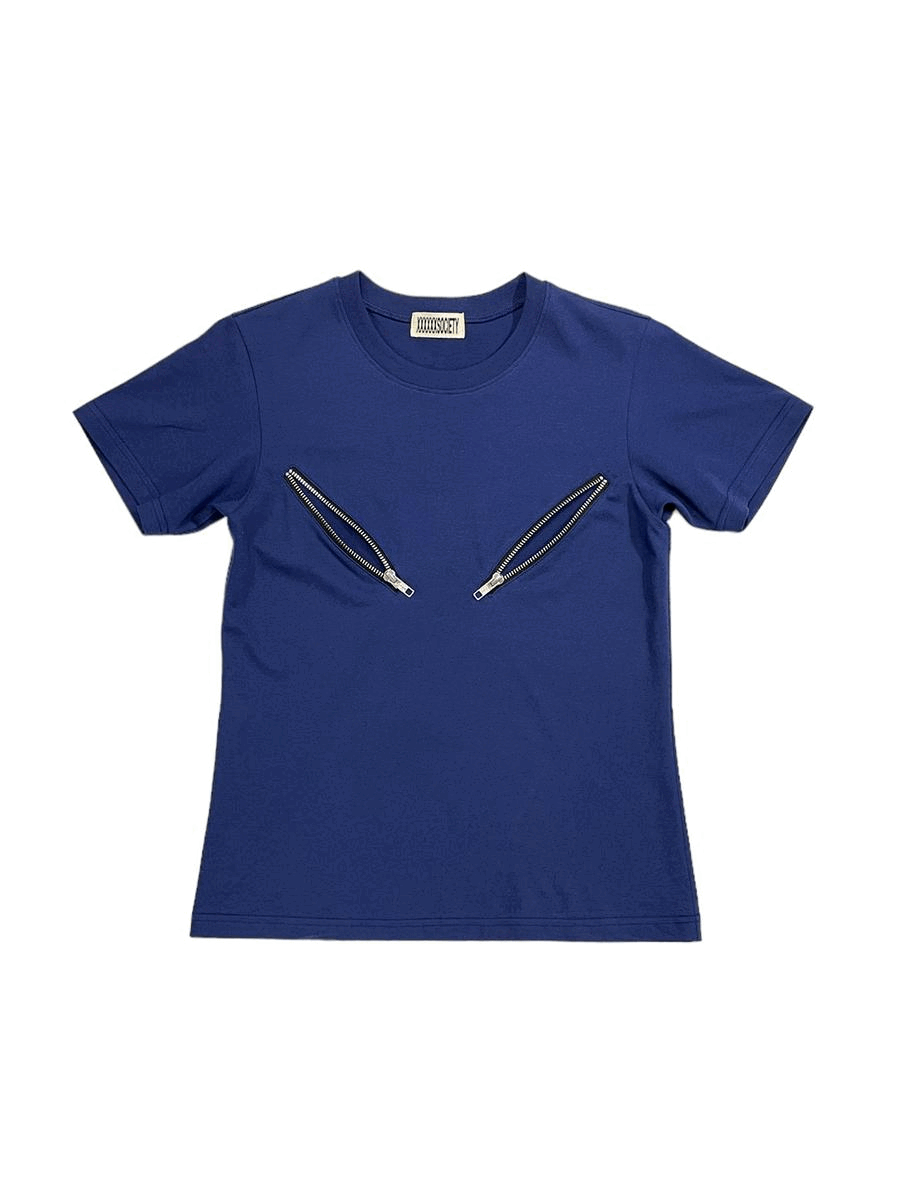 Angry zip 18+ tee navy