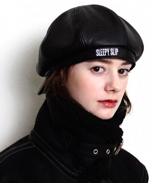 [unisex]F/L SIGNATURE BLACK NEWSBOY CAP