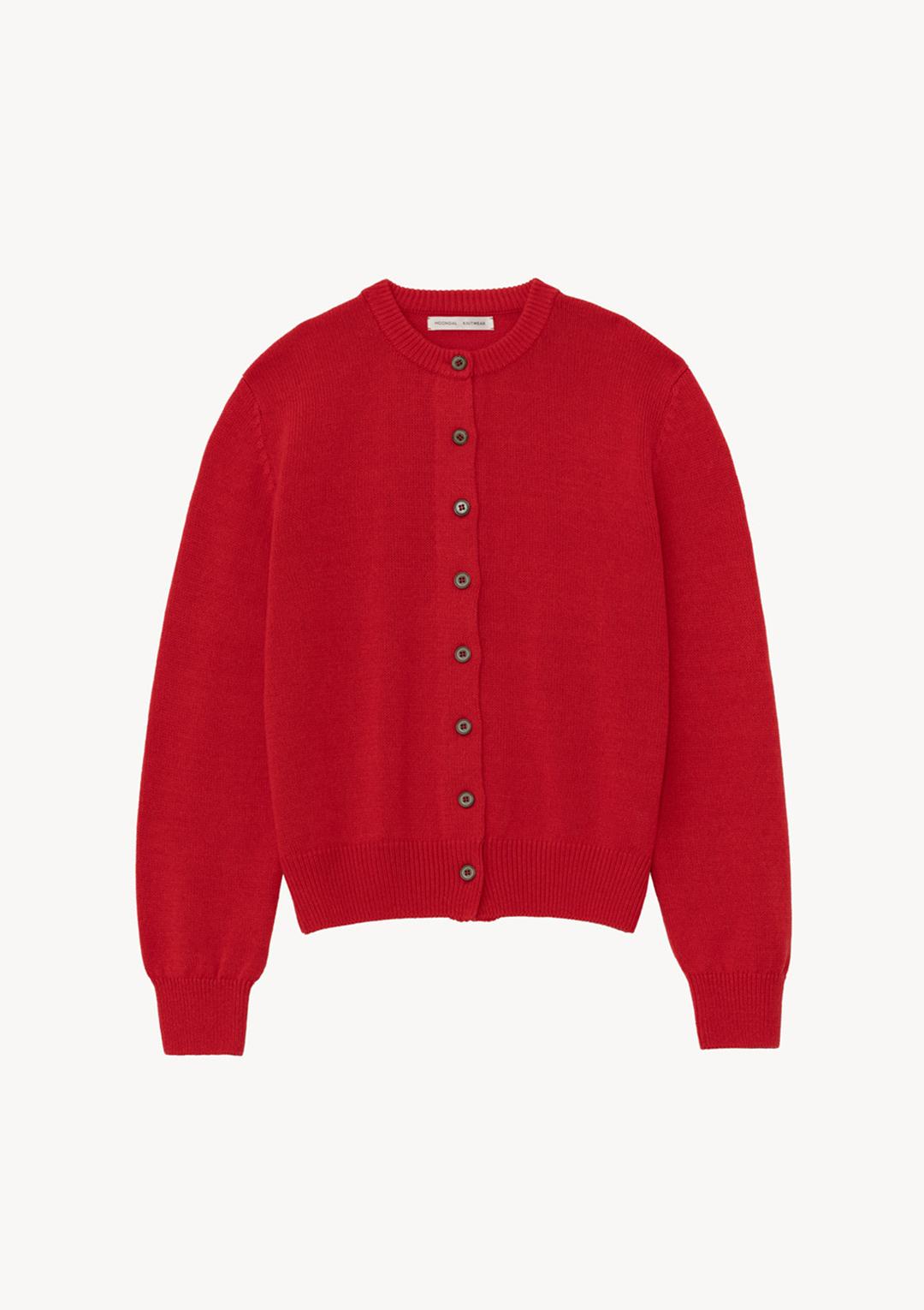 Elio Round Cardigan in Red