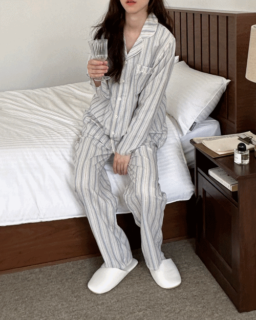 [unisex] 클라우드 면 긴팔 파자마 set - 2 size, 사계절 추천