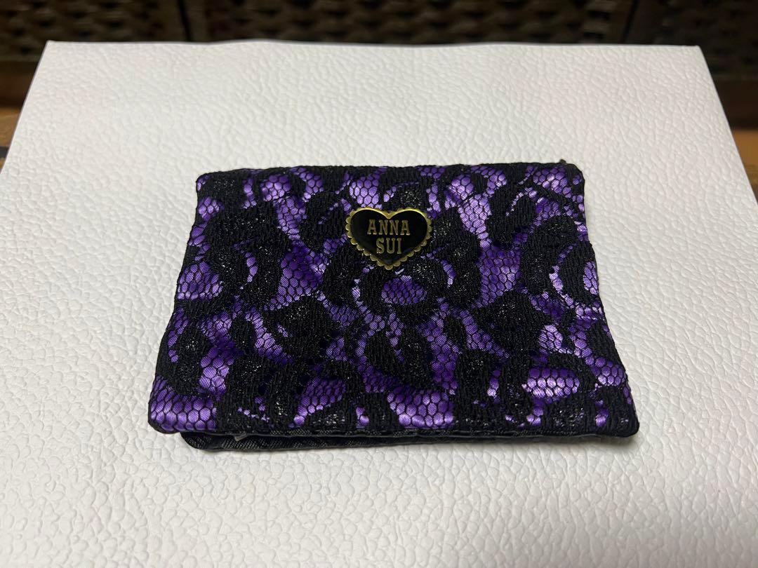 アナスイ コスメポーチ 花柄レース 黒 紫 ブラック パープル 薔薇 ローズ