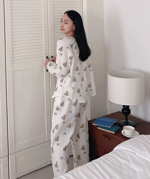 [여성] 리본베어 긴팔 잠옷세트 '3월초 입고예정