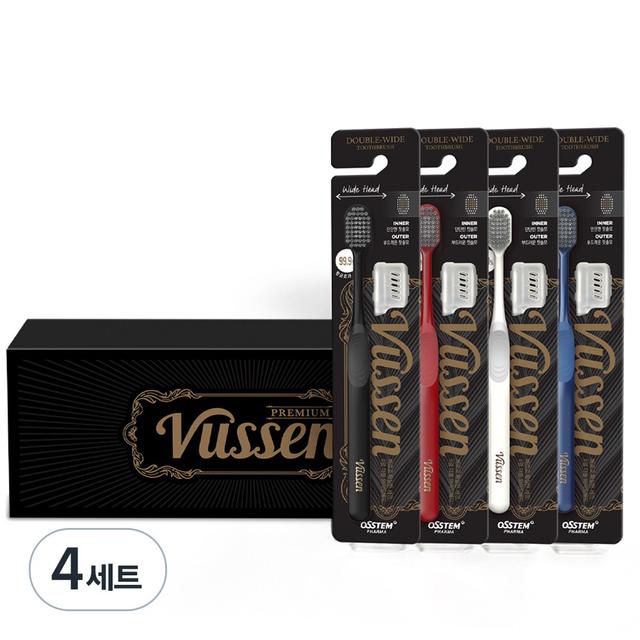 뷰센 더블와이드 칫솔 + 보호캡, 4개입, 4개 - 칫솔 | 쿠팡