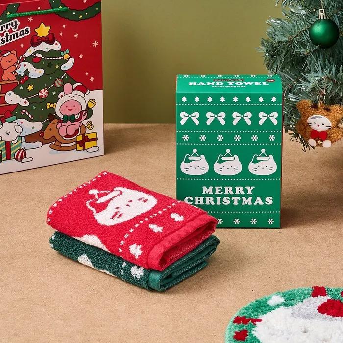 크리스마스 밀크캣 버터곰 리본 핸드타올 2P SET