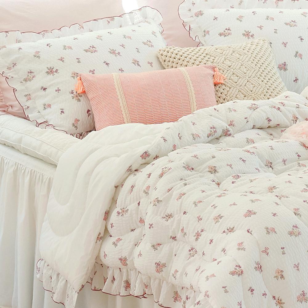 에어룸 프릴링 플란넬 셔링 베드 스커트 (화이트)