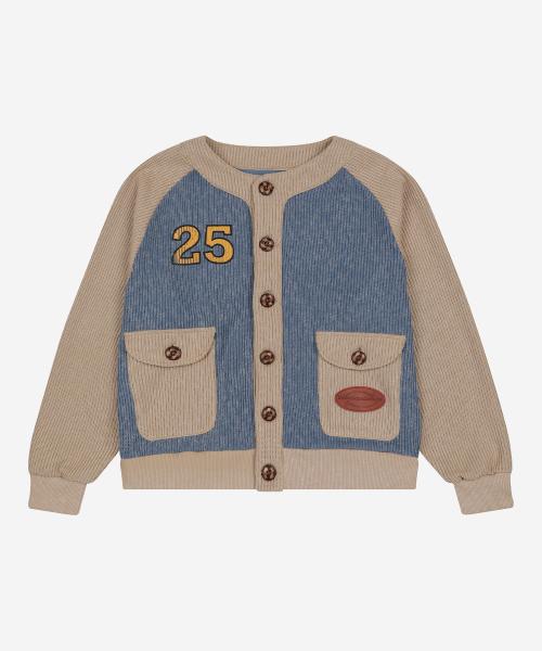 Baseball Uniform Knit Cardigan Blue