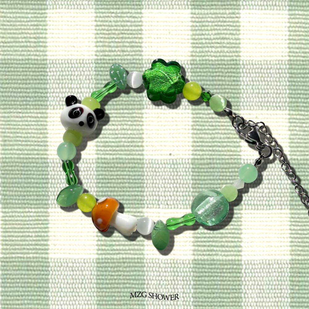 귀여운 팔찌 써지컬스틸 아기팬더 원석 비즈 팔찌