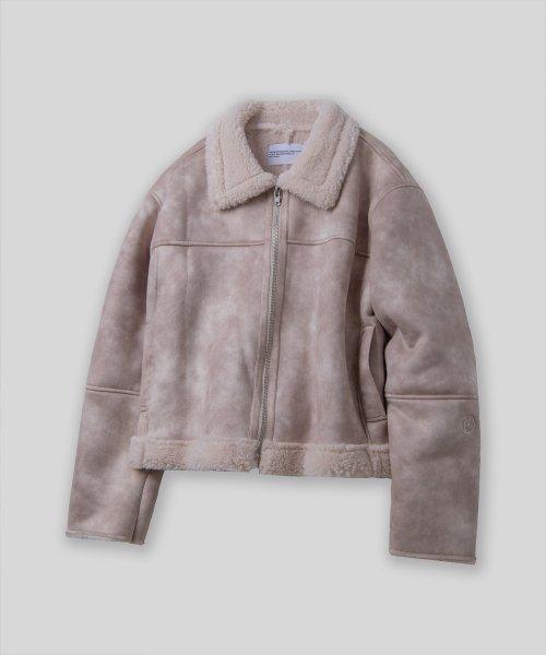 빈티지 워시드 미니멀 스웨이드 무톤 무스탕 자켓 [베이지]