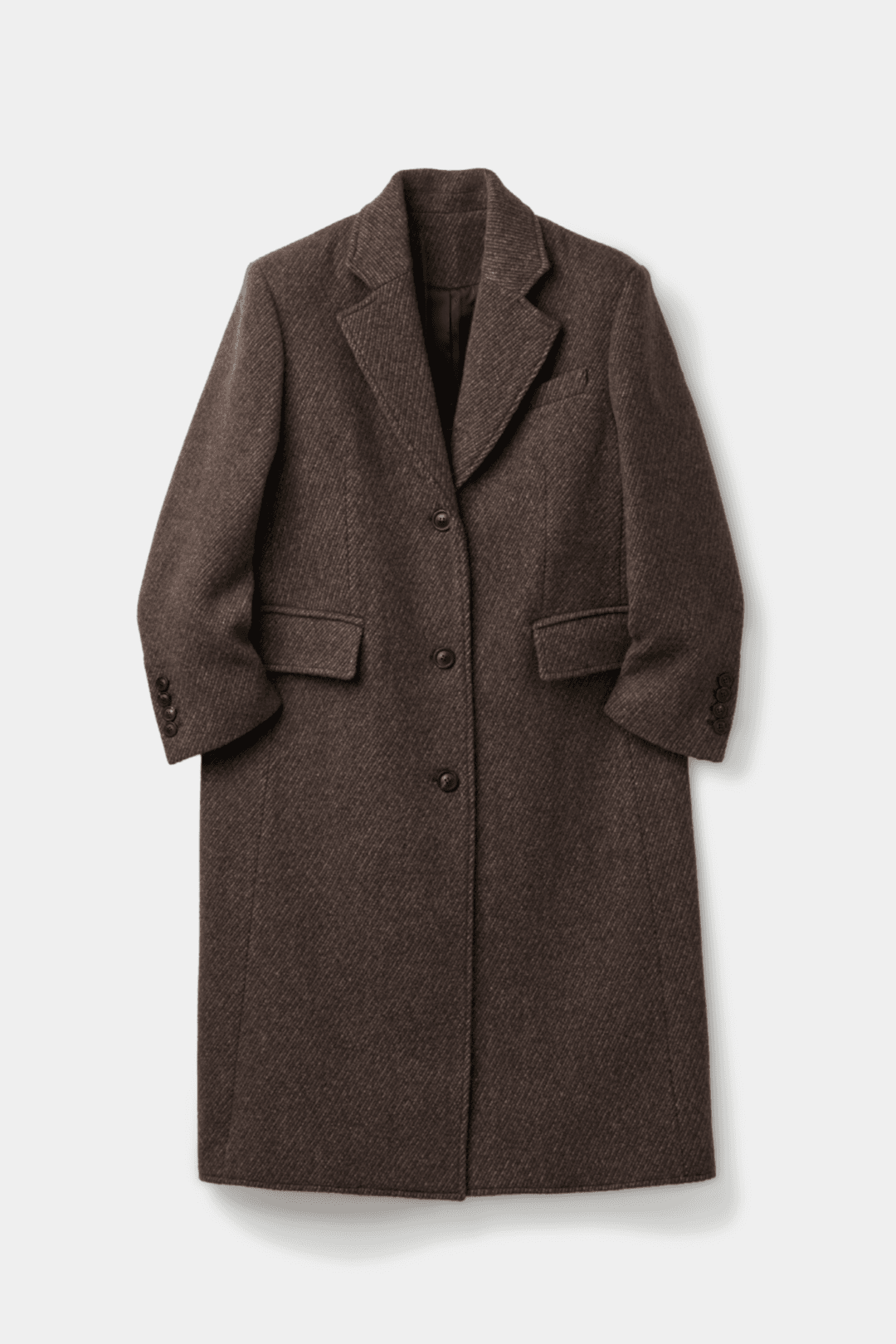 울 블랜드 트윌 싱글 코트 (멜란지브라운)