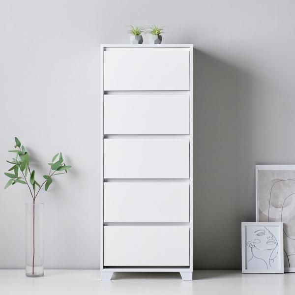 화이트 폭좁은 슬림 5단 서랍장 500 (화이트)