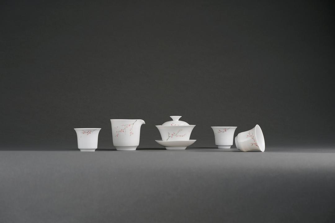 백자 매화문 개완잔 3인세트