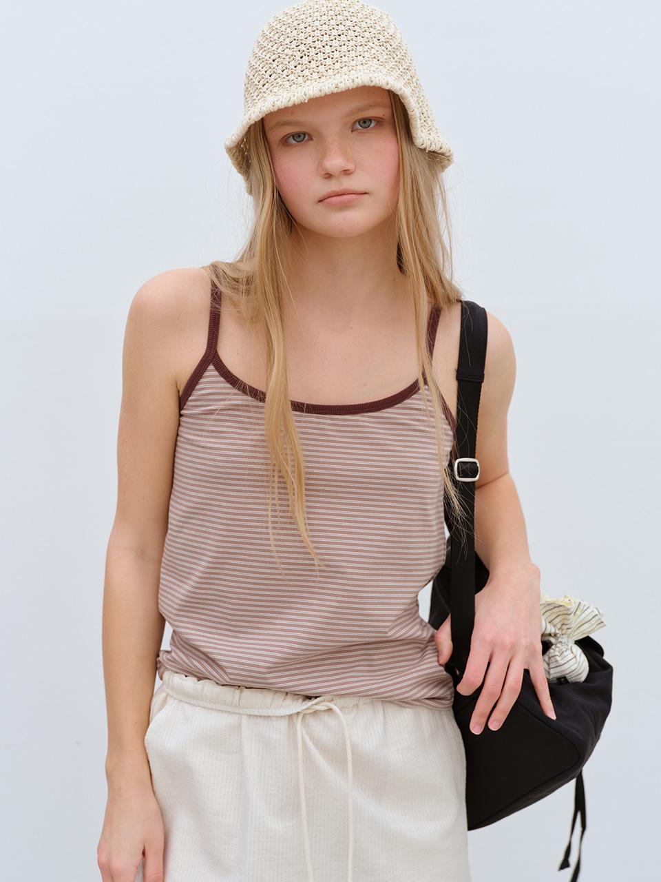 [클리어런스] STRIPE SLEEVELESS - MOCHA MOUSSE