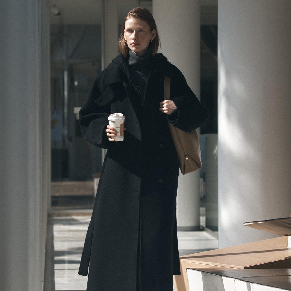 SIOT4164 언밸런스 벨티드 발마칸 코트_Black