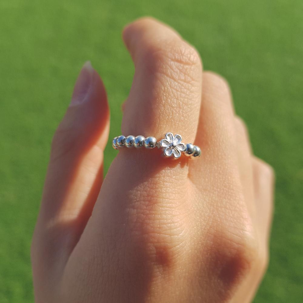 위안부 기부 후원 희망꽃 3mm 은볼 비즈반지