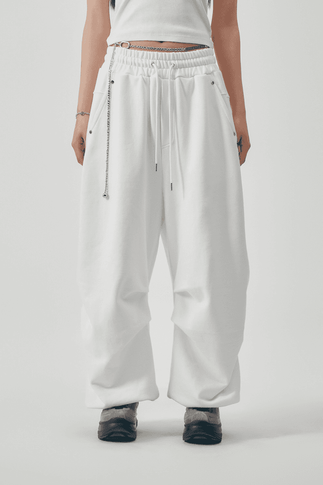 Double-Tucked Set-up Pants [ White ]