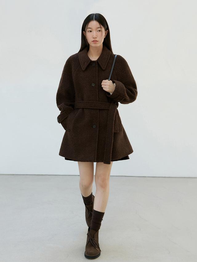 Boukle Half Coat-Brown