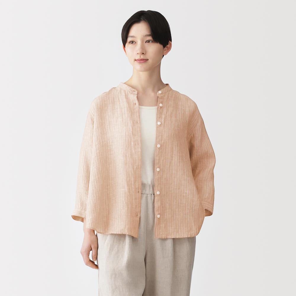 [무인양품] 여성 워싱 리넨 7부소매 블라우스 